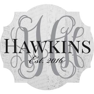 Personaliseret trykt tr? Familienavn Sign Vine Monogram 18x20