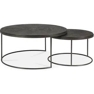 Ethnicraft - Nesting Coffee Table - Minerals - Umber - Round - Set Of 2 61/90 x 61/90 x 36/41 - Sofaborde - Dawn Sweitzer - Sort - Metal