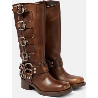 Miu Miu Studded leather knee-high boots - black - EU 36.5