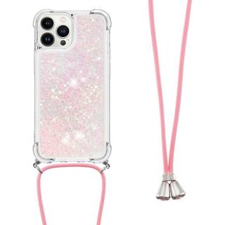 SKALO iPhone 14 Pro Kvicksand Glitter Mobile Collar - Pink