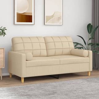 2-Personers Sofa Med Pyntepuder Stof - 140 cm / Creme