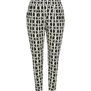 Yours Curve Yours Curve White Geometric Double Pleat Harem Trousers