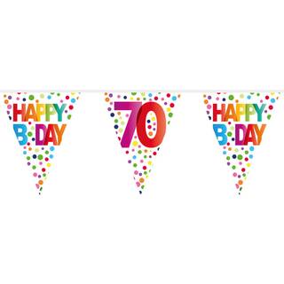 Farbenfrohe Happy B-Day 70 Wimpelgirlande 10m