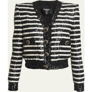 Balmain Sequined striped jacket - black - XL