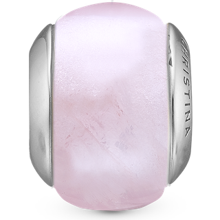 Rose Quartz Magic Charm 6 Mm Til Classic Læderarmbånd - Sterling Sølv m. 1 Rosakvarts - Christina