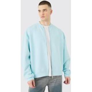 Mens Blue Tall Oversized Boxy Scuba Bomber Jacket