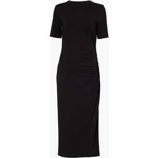 Vince Gathered cotton-blend midi dress - black - XXS
