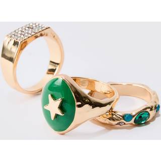 Mens 3 Pack Gem Stone Rings In Gold