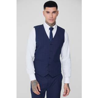 Mens Tall Dark Blue Check Waistcoat