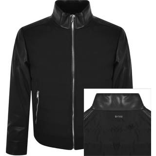 BOSS Black Herren Lederjacke schwarz unifarben