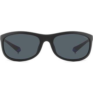 Polaroid Unisex PLD 2154/S 0VK/C3 Solbriller Viskelæder Sort Grå Wraparound Polariseret