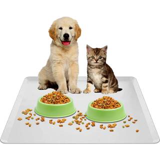 TidyFriend dyrefodermtte 24 x 24 tommer kledyrsbakke til mad og vand Silikone hundemtte Skridsikre kattefodermtte til kledyr (gr)