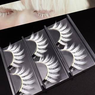 Bluple Hvid falske ?jenvipper Cosplay Halloween White Eye Lashes Extension Tools Natural Looking Anime Makeup Masquerade Party Eyelashes (White-3