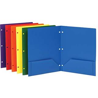 Oxford 2 lomme mapper Robust plastportef?lje 3 hulstansbrevst?rrelse asstd. Farver (bl? gr?n gul orange r?d lilla) 6 pakke (14187)