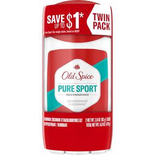 Old Spice High Endurance Anti-Perspirant Deodorant til m?nd Pure Sport Scent 3,0 oz Twin Pack