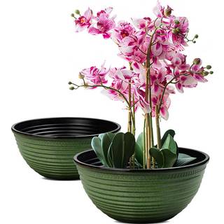 Rich Atlas 2 Pack 10 tommer plantepotter holdbare dekorative blomsterpotter plantemaskiner med dræningshul til indendørs og udendørs planter blom