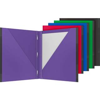 Oxford 2 lomme mapper med spidser Robust plastportef?ljer Anti-Tear Edges Letter St?rrelse Lilla Red Blue Green Black 5 Pack (89117)