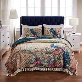 Barefoot Bungalow Eden Peacock Quilt Set 2-Piece Twin/Twin XL ECRU