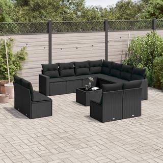 sofasæt til haven 12 dele med hynder polyrattan sort