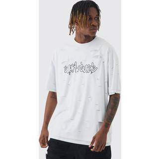 Mens White Tall Oversized Double Layer Worldwide T-shirt