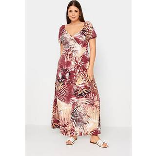 Yours Curve Yours Curve Red Leaf Print Wrap Maxi Dress