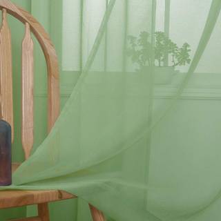 Mystic-Home Sheer Curtains Green 95 inches Long Window Treatments Rod Pocket Drapes To Living Room Bedroom Semi Crinkle Voile Curtain Panels til