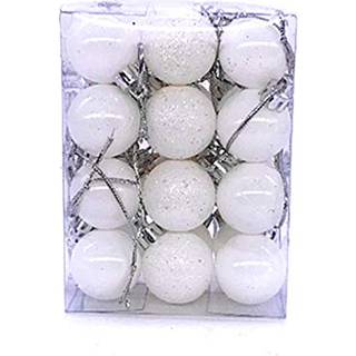 24stcs julekugle Baubles 1.2 """" Shatterntast Assorterede plastik Hang Balls Pendant til Tiny Xmas Tree Decoration (lille st?rrelse hvid)