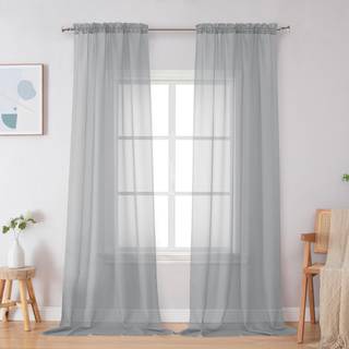 SimpleBrand Light Gray Sheer Gardiner 96 tommer lang lysfiltrering S?lvgr? stang Lomme Lommer Farve Vindue Sheer Gardinpaneler Elegante gardiner