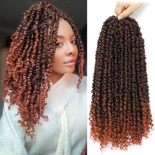 Fulcrum Passion Twist Hair 14 tommer 8 pakker Passion Twist Crochet Hair til sorte kvinder Prelooped h?klet twist h?r med kr?llede spidser (14 to