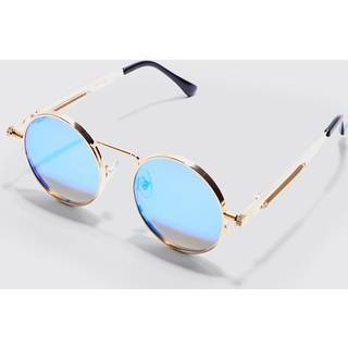 Mens Gold Metal Vintage Screw Arm Sunglasses