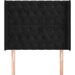 Sengegavl Med Kanter Fløjl - Sort / 93 x 16 x 118/128 cm