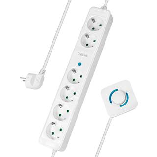 LogiLink Stikdåse 6 Udtag - Med fodkontakt - 1.5 m - Hvid