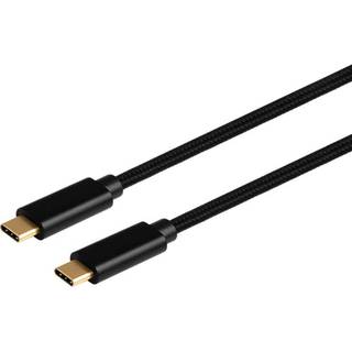NÖRDIC 1.5m USB C til C USB-kabel USB3.1 Gen1 opladning på Power Delivery 60W 5Gbps 3A med Emarker, Nylon Flettet sort