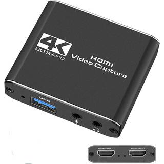 NÖRDIC Videooptagelsesadapter HDMI-udgang 4K 30Hz HDMI med Loop-mikrofon og lydudgang HDMI Signal Loop Out