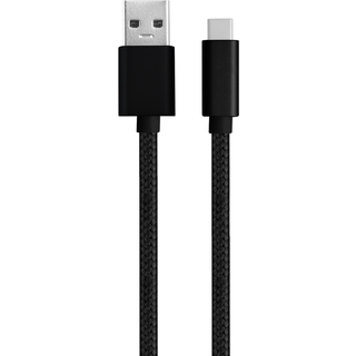 NÖRDIC 50cm C USB-kabel til USB A USB3.1 Gen1 hurtig opladning 60W 5Gbps 3A, Nylon Flettet sort