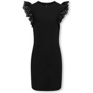 Kids Only Kjole Black Med Broderie Anglaise Flæseærmer - Str. 5-6y 110/116cm
