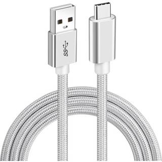 NÖRDIC 50cm USB-C til USB-A Cable USB3.1 Gen1 Hurtig opladning 3A 60W 5Gbps Nylon Flettet Hvid