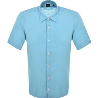 BOSS Rash 2 Linen Short Sleeved Shirt Blue