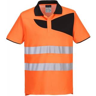 PW2 hi-vis polo korte ærmer - Orange/Sort (Størrelse: XL)