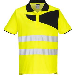 PW2 hi-vis polo korte ærmer - Gul/Sort (Størrelse: XL)