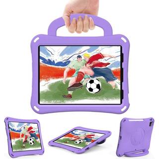 EIDERWOOD iPad Air 10.9" (2022 / 2020) / Pro 11" (2024-2018) Børne Cover - Fodbold - Kickstand & Håndtag - Lilla