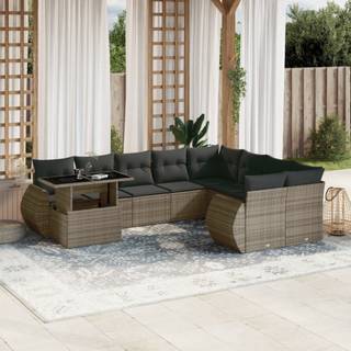 sofasæt til haven 10 dele med hynder polyrattan grå