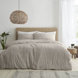 Catherine Lansfield Catherine Lansfield Natural Seersucker Easy Care Duvet Cover Set