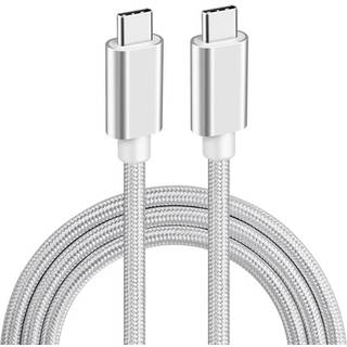 NÖRDIC 50CM USB C 3.1 til USB C Nylon Flettet Kabel Hurtig opladning 5a Gen2 10Gbps Power Delivery PD 100W med Emarker White
