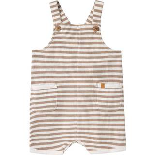 Lil Atelier Mocha Meringue Stribede Overall Shorts