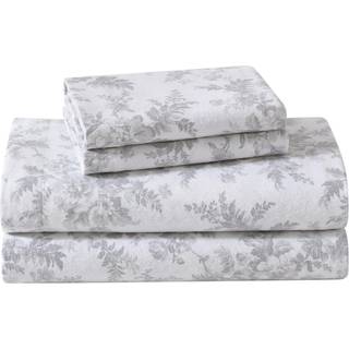 Laura Ashley - Fuldt ark Set bomuld Flannel Sengding B?rstet for ekstra bl?dhed og komfort (Vanessa Gray Full)