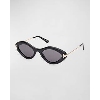 Emilio Pucci Kvinde EP0223 01A Solbriller Acetat Sort Grå Geometrisk Normal