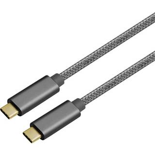 NÖRDIC 2m USB3.2 Gen1 USB-C til C nylonflettet kabel hurtigopladning 3A 5Gbps Strømforsyning PD 60W mellemgrå