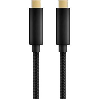 NÖRDIC 2m USB3.2 Gen1 USB-C til C nylonflettet kabel hurtigopladning 3A 5Gbps Strømforsyning PD 60W sort