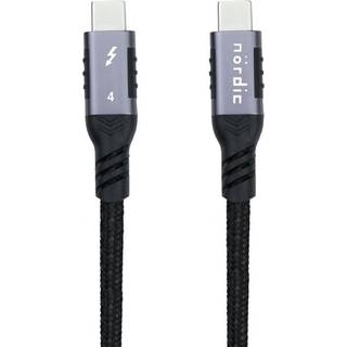 NÖRDIC 50cm Thunderbolt 4 USB-C kabel 40Gbps 100W opladning 8K video kompatibel med USB 4 og Thunderbolt 3